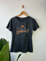 Harley Davidson Grey Rhinestone Logo Tee L