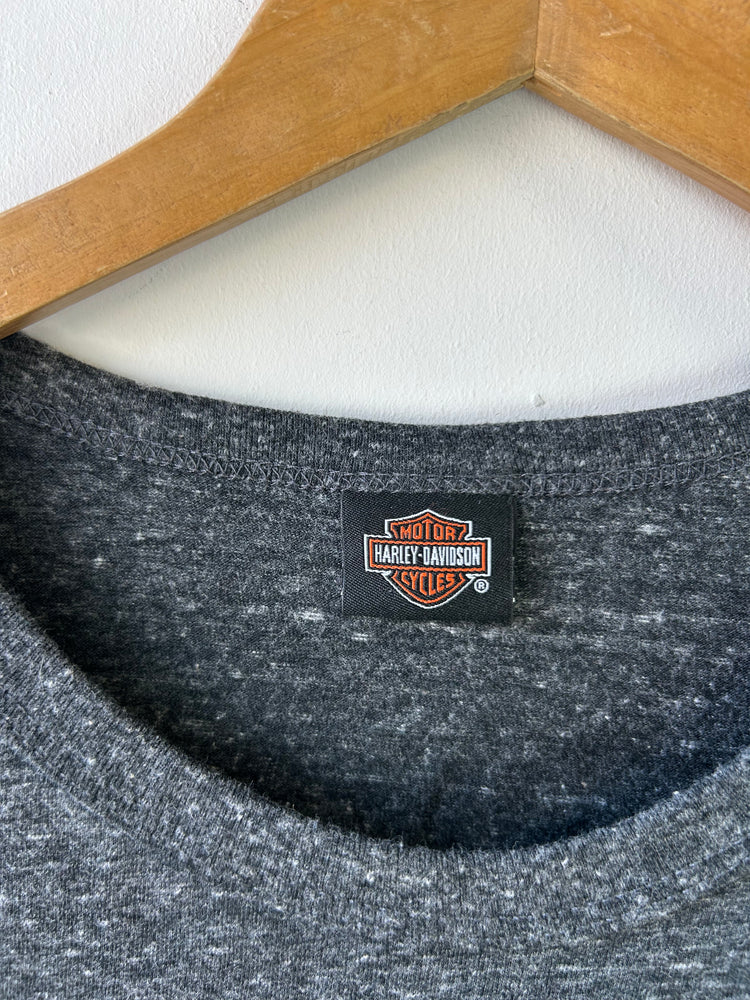 Harley Davidson Grey Rhinestone Logo Tee L