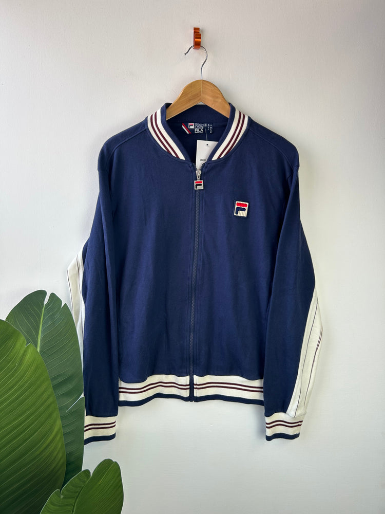 Fila Vintage Navy Striped Track Top M