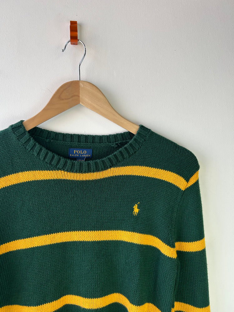 Ralph Lauren Green & Yellow Stripy Jumper L