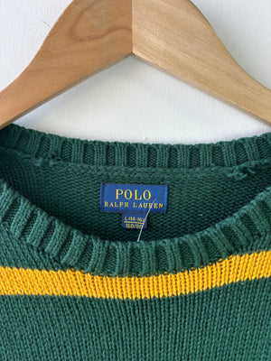 Ralph Lauren Green & Yellow Stripy Jumper L