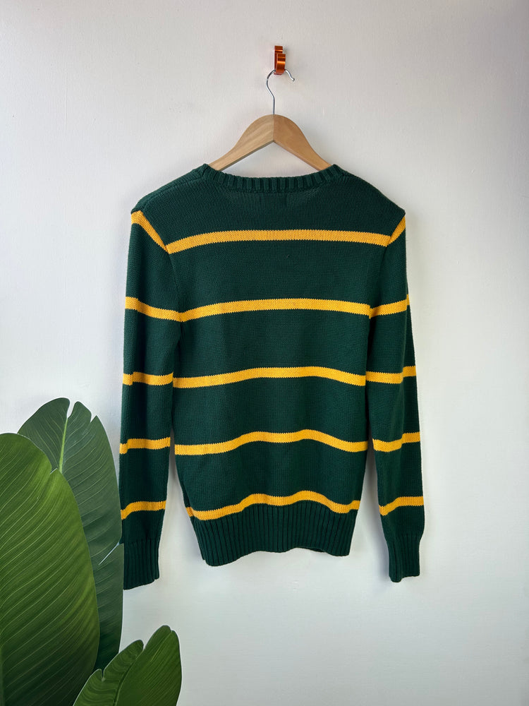 Ralph Lauren Green & Yellow Stripy Jumper L