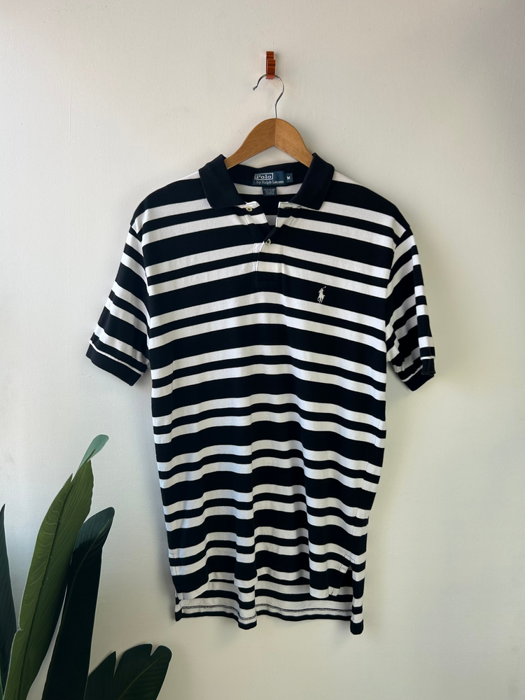 Ralph Lauren Black & White Stripe Polo M