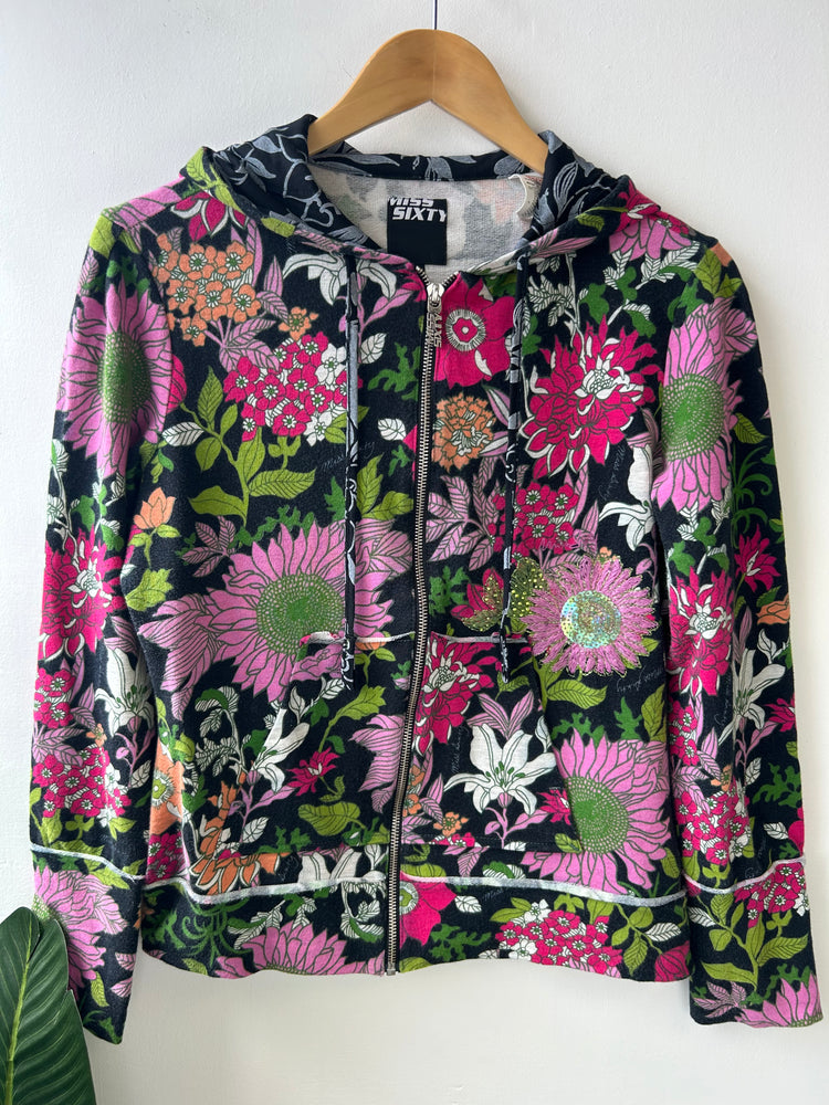 Miss Sixty Floral Zip Through Hoodie L