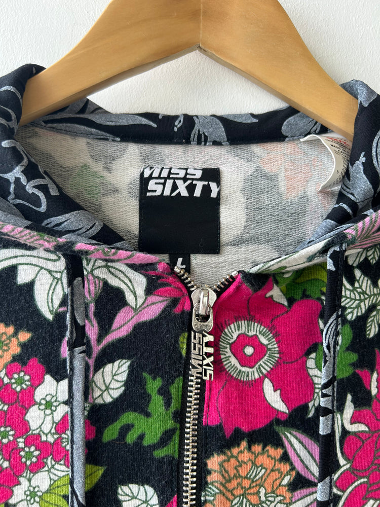 Miss Sixty Floral Zip Through Hoodie L