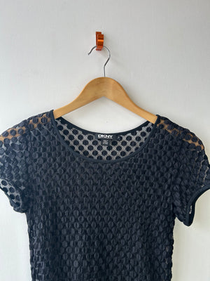 DKNY Black Mesh Polka Dot T-shirt