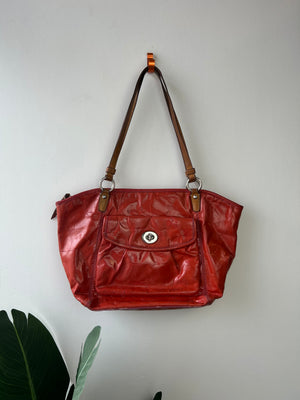 Coach 2000s Patent Leather Monogram Shoulder Bag