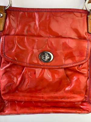 Coach 2000s Patent Leather Monogram Shoulder Bag
