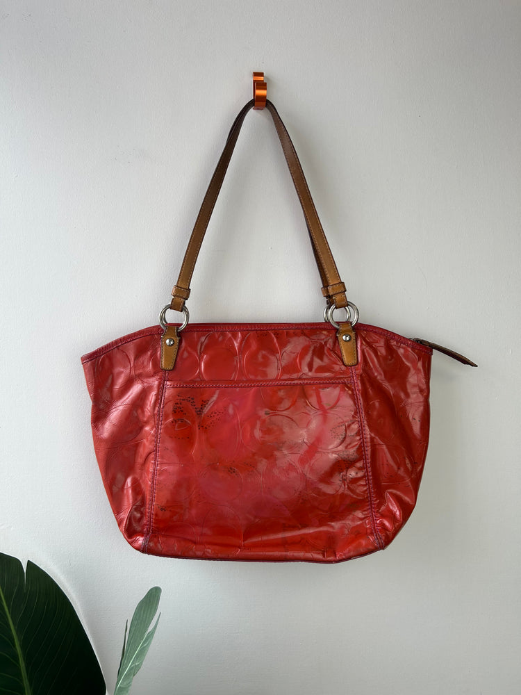 Coach 2000s Patent Leather Monogram Shoulder Bag