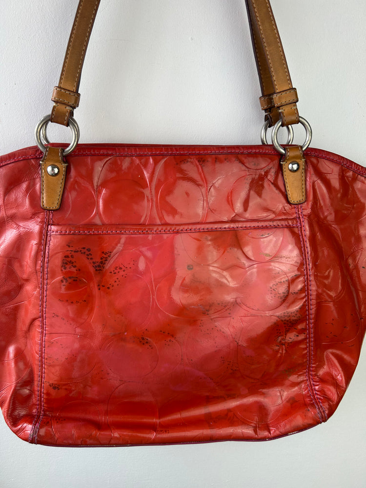 Coach 2000s Patent Leather Monogram Shoulder Bag