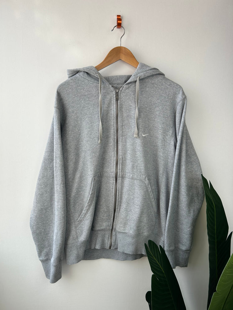 Nike 2000s Grey Zip Through Hoodie L