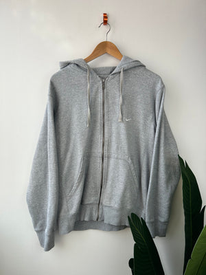 Nike 2000s Grey Zip Through Hoodie L