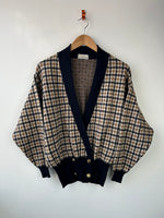 Aquascutum Check Balloon Sleeve Cardigan