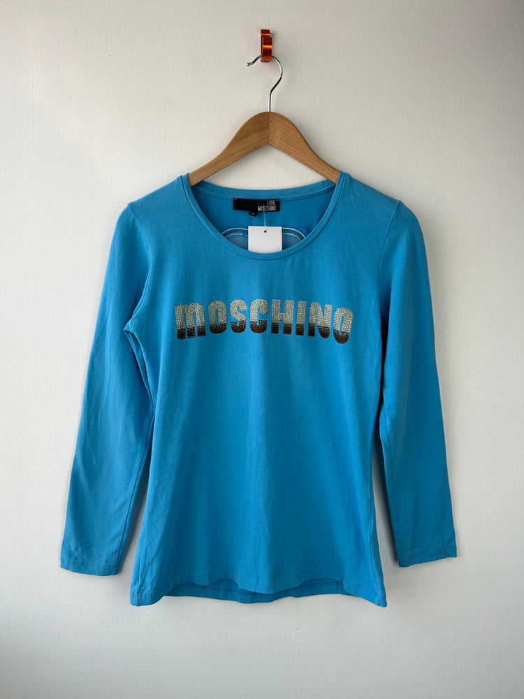 Moschino Rhinestone Logo Top w Heart XL