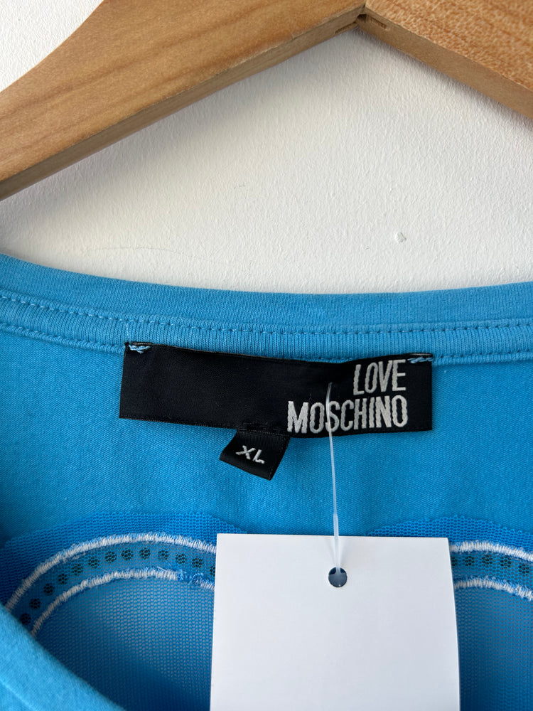 Moschino Rhinestone Logo Top w Heart XL