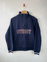 Stussy Navy Quarter Zip Sweatshirt S