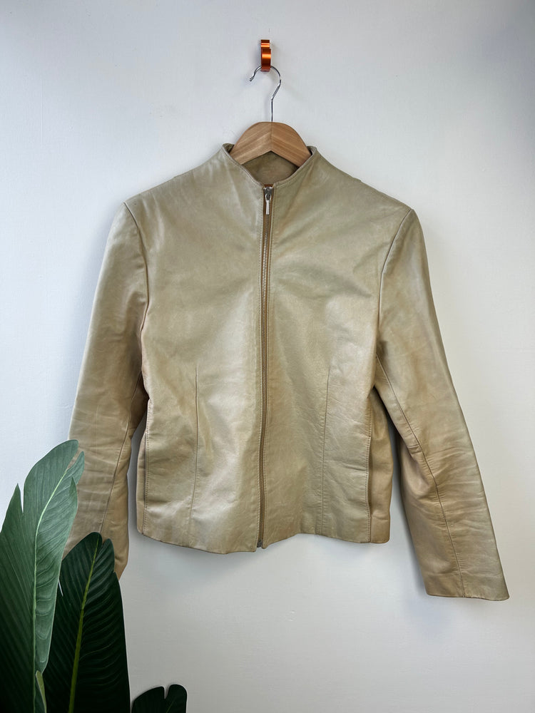Vintage Leather Zip Through Jacket S
