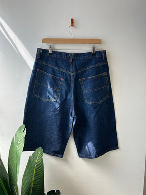 Y2K Dark Wash Baggy Contrast Stitch Jorts